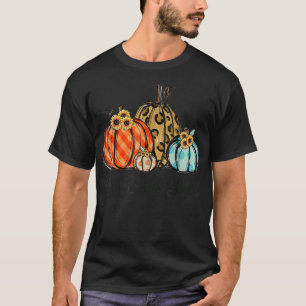 Happy Fall Yall Leopard Pumpkins Plaid Pumpkin Aut T-Shirt