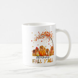 Happy Fall Y'all Pomeranian Autumn Lover Pumpkins Coffee Mug