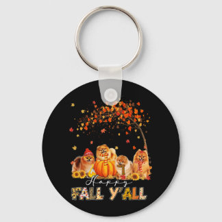 Happy Fall Yall Pomeranian Autumn Lover Pumpkins H Key Ring