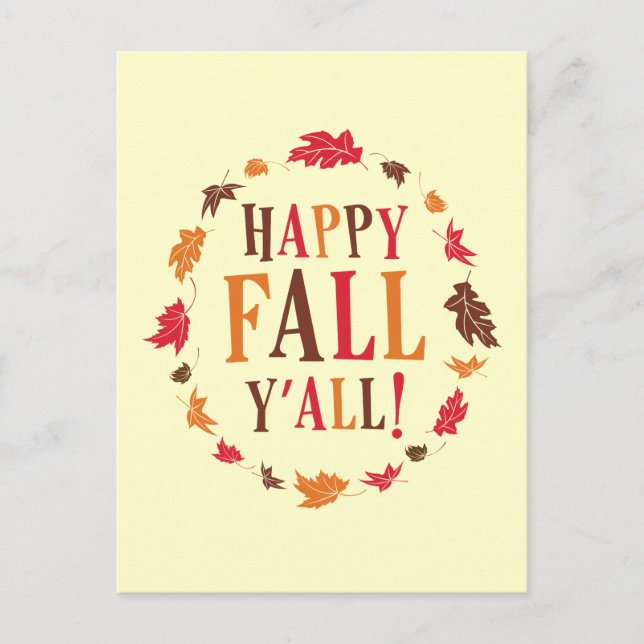 Happy Fall Y'all Postcard (Front)