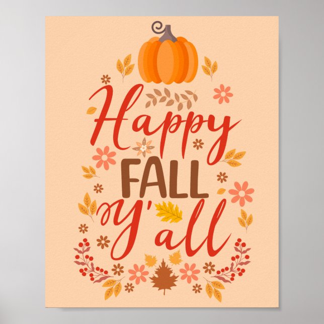 Happy fall y'all poster (Front)