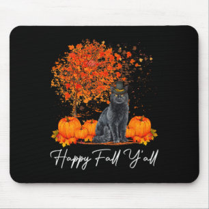 Happy Fall Y'all Pumpkin Cat Thanksgiving Rescue P Mouse Pad