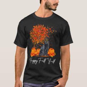 Happy Fall Y'All Pumpkin Cat Thanksgiving Rescue P T-Shirt
