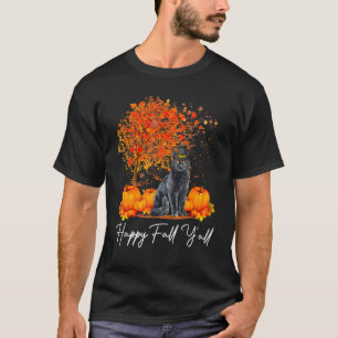 Happy Fall Y'All Pumpkin Cat Thanksgiving Rescue P T-Shirt