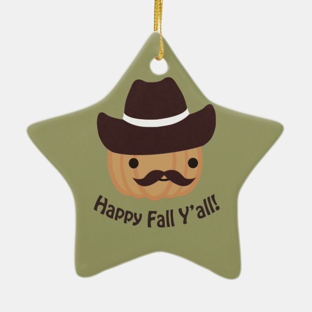 Happy Fall Y'all! Pumpkin Ceramic Tree Decoration (Back)