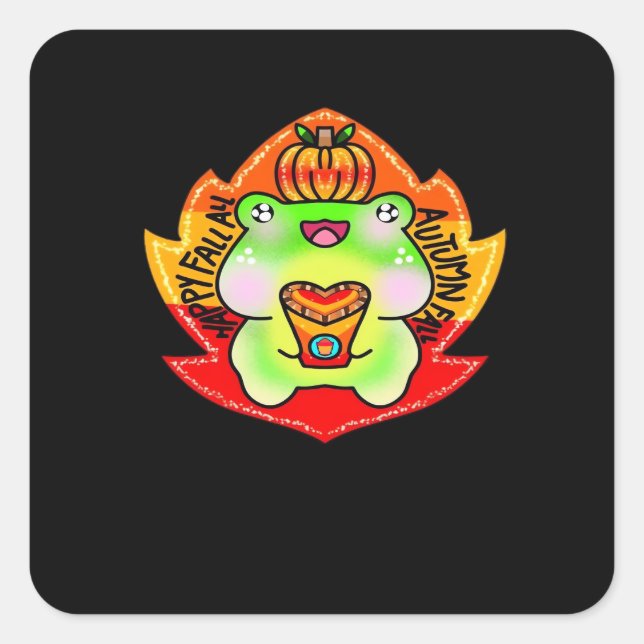 Happy Fall Y'all Pumpkin Fall Season Oversized Square Sticker (Front)