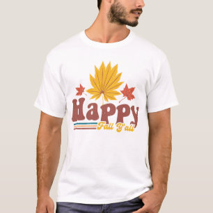 Happy Fall Yall Pumpkin Halloween Groovy Fall Seas T-Shirt