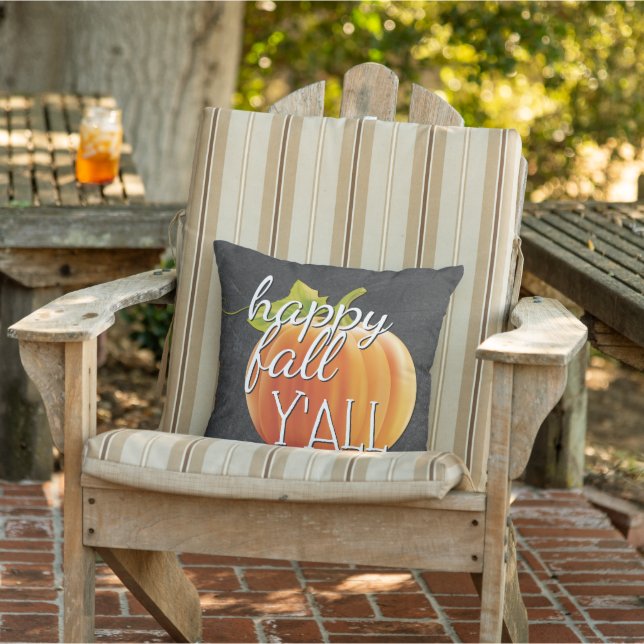 Happy Fall Yall Pumpkin On Chalkboard Cushion (Chair)