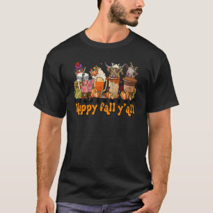 Happy Fall Y'all Pumpkin Spice Farm Animals Thankf T-Shirt