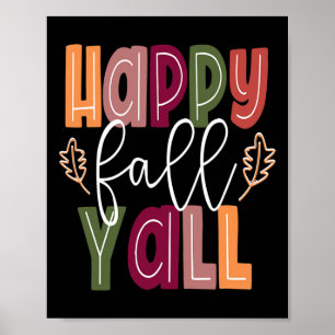 Happy Fall Yall Pumpkin Thanksgiving Halloween Cut Poster