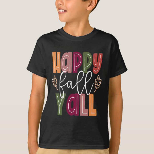 Happy Fall Yall Pumpkin Thanksgiving Halloween Cut T-Shirt (Front)