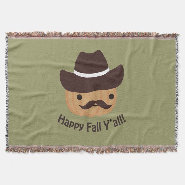 Happy Fall Y'all! Pumpkin Throw Blanket (Front)