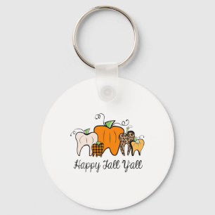 Happy Fall Y'all Pumpkin Tooth Lepard Halloween De Key Ring