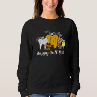 Happy Fall Y'all Pumpkin Tooth Lepard Zebra Hallow Sweatshirt