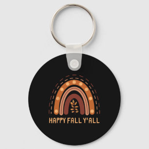 Happy Fall Y'all Rainbow Maple Leaves Autumn  Key Ring