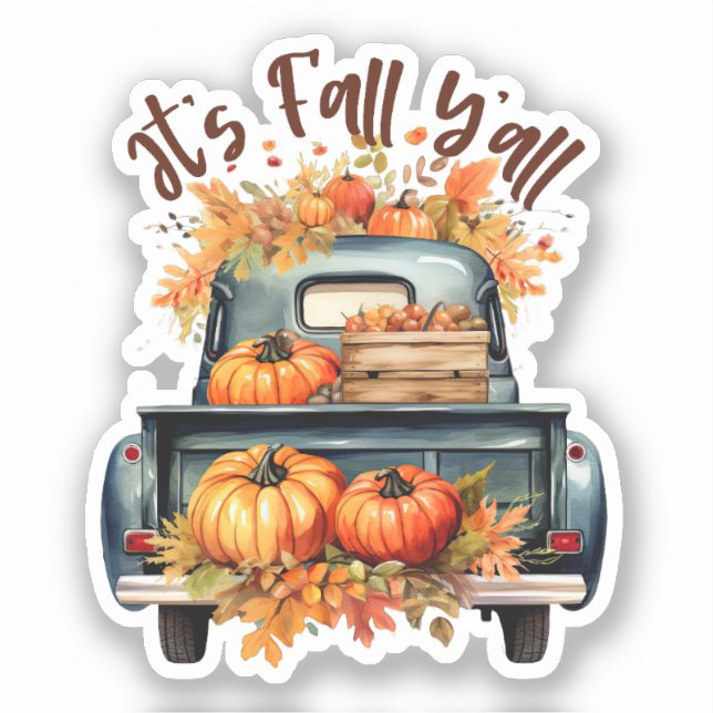 Happy Fall Y'all – Rustic Truck with Pumpkins (Front)