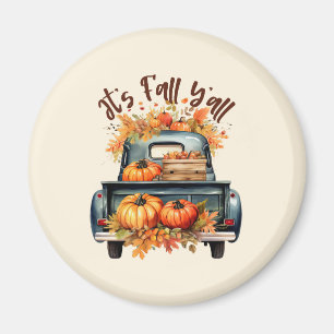 Happy Fall Y'all – Rustic Truck with Pumpkins Magnet