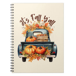 Happy Fall Y'all – Rustic Truck with Pumpkins Notebook