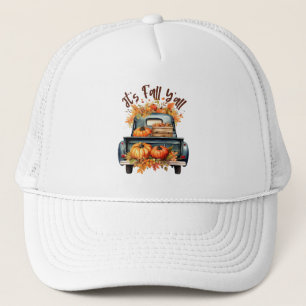 Happy Fall Y'all – Rustic Truck with Pumpkins Trucker Hat
