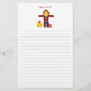 Happy Fall Y'all: Scarecrow lined stationary. Stationery