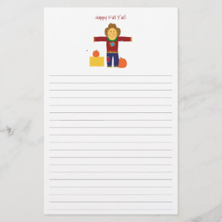 Happy Fall Y'all: Scarecrow lined stationary. Stationery