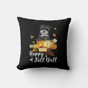 happy fall yall schnauzer dog thanksgiving cushion