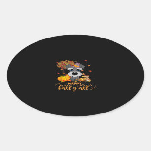 happy fall yall schnauzer dog thanksgiving oval sticker