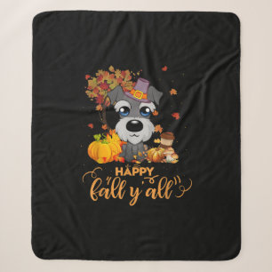 happy fall yall schnauzer dog thanksgiving sherpa blanket