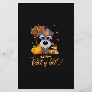 happy fall yall schnauzer dog thanksgiving stationery