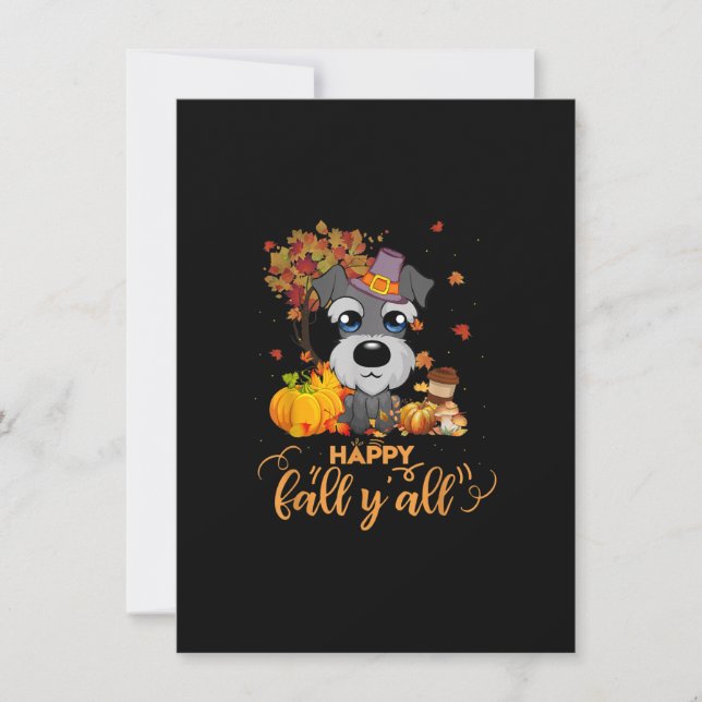 happy fall yall schnauzer dog thanksgiving thank you card (Front)