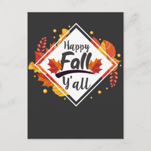Happy Fall Yall Season Autumn Leaves Postcard