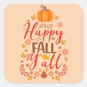 Happy fall y'all square sticker