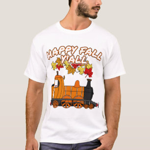 Happy Fall Y'All Steam Train Pumpkin Railroad T-Shirt