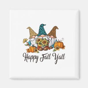 Happy Fall Yall Three Gnomes Leopard Sunflower Gif Magnet