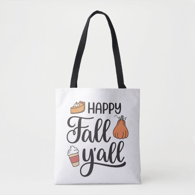 Happy Fall Y'all Tote Bag (Front)