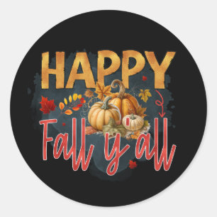 Happy Fall Y'all vendors pumpkin Classic Round Sticker