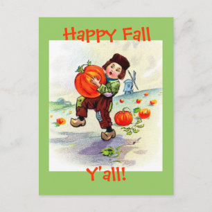 Happy Fall Y'all Vintage Postcard