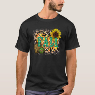 Happy Fall Y'all Women Men Pumpkin Leopard Cute A T-Shirt