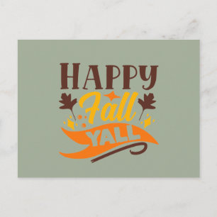 Happy Fall Y'all word art Postcard