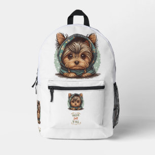 Happy Fall Y'all Yorkshire Terrier Autumn Hoodie Printed Backpack