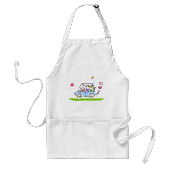 happy family cartoon standard apron (Front)