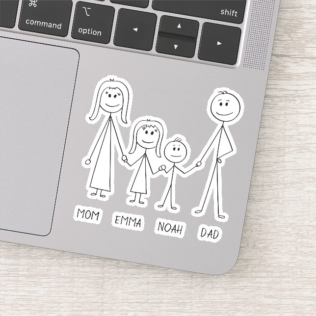 Happy Family Cartoon Stickman Hand Illustration (Detail)