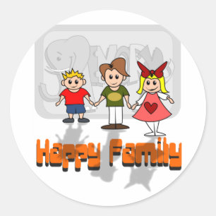 Happy Family Classic Round Sticker