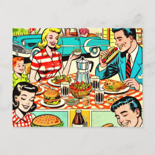 Happy Family Food Comics Postcard