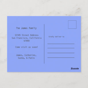 Happy Family Soft Blue New Home Moving Postcard