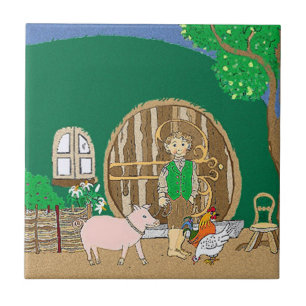 Happy fantasy book character at home ceramic tile