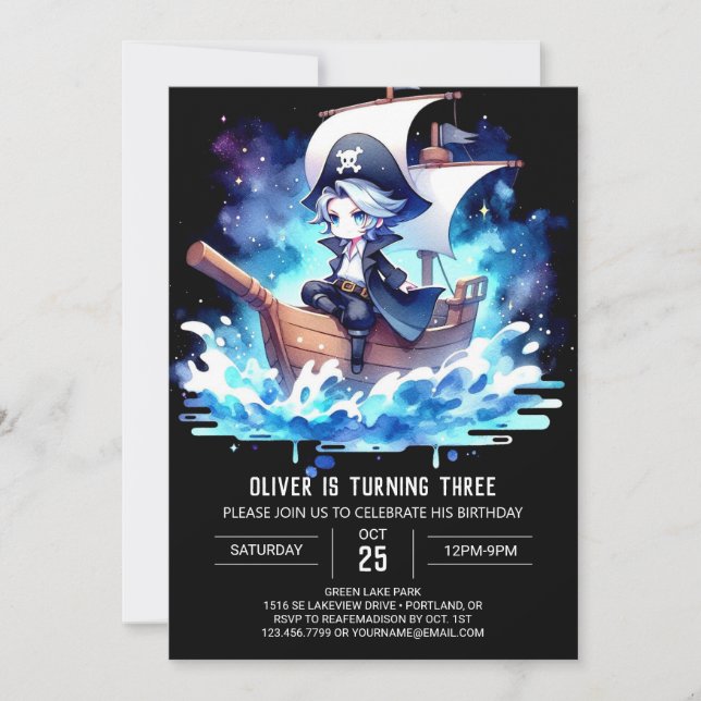 Happy Fantasy Pirate Birthday Invitation (Front)