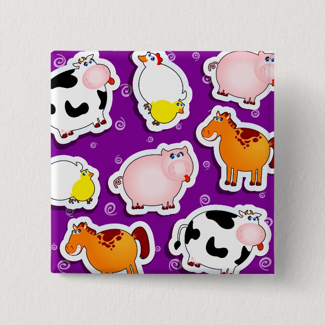 Happy farm background, button (Front)