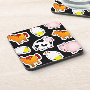 Happy farm background, cork coaster