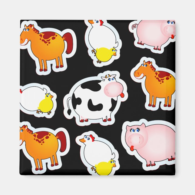 Happy farm background, magnet (Front)